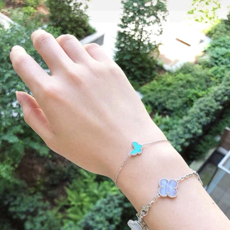 [Super CiCi ]BUTTERFLY TURQUOISE BUTTERFLY BRACELET SILVER