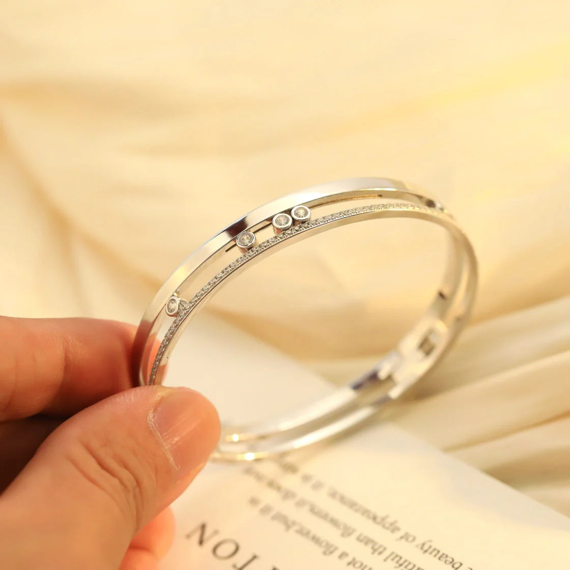 [Super CiCi]Move Romane Diamond Bangle Bracelet