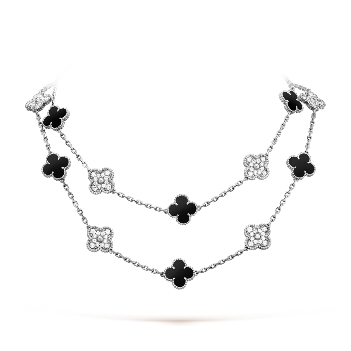 [Super CiCi ]CLOVER 20 MOTIFS ONYX DIAMOND SILVER