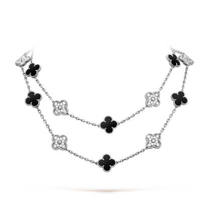 [Super CiCi ]CLOVER 20 MOTIFS ONYX DIAMOND SILVER