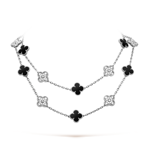 [Super CiCi ]CLOVER 20 MOTIFS ONYX DIAMOND SILVER