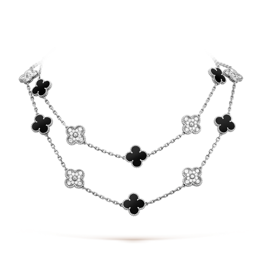 [Super CiCi ]CLOVER 20 MOTIFS ONYX DIAMOND SILVER