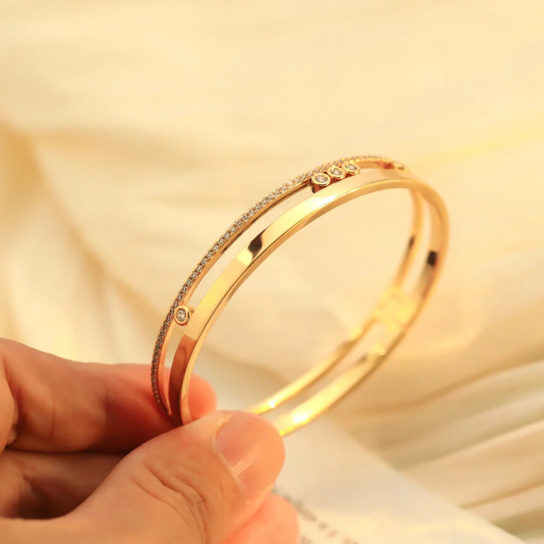 [Super CiCi]Move Romane Diamond Bangle Bracelet