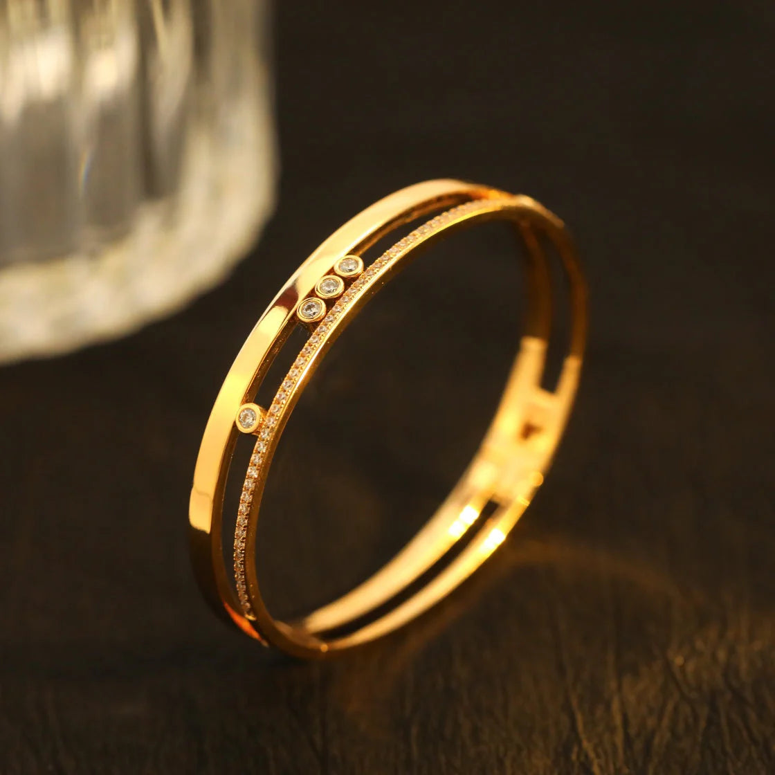 [Super CiCi]Move Romane Diamond Bangle Bracelet