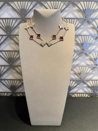[Super CiCi ]CLOVER 20 MOTIFS LASER CARNELIAN NECKLACE