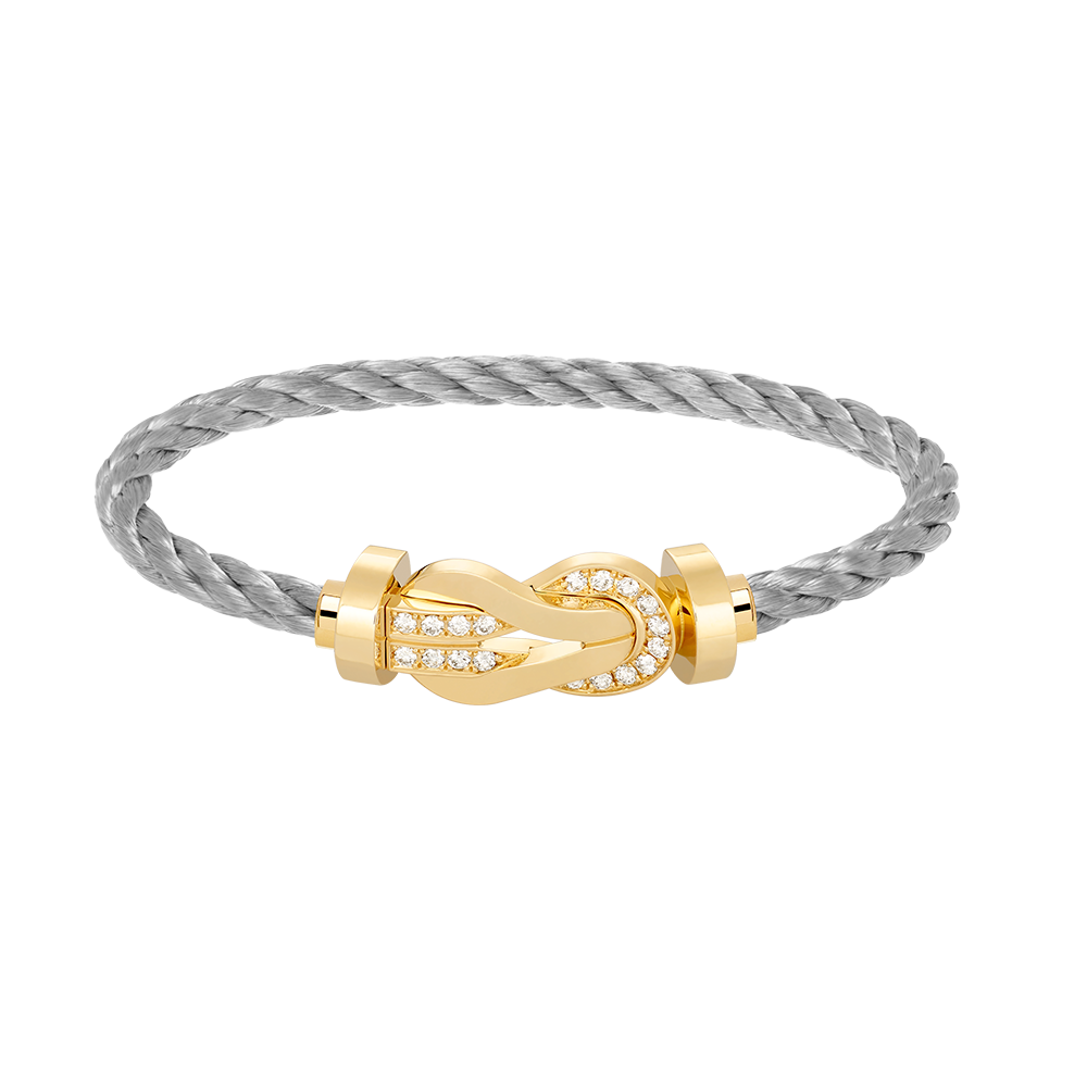 [Super CiCi ]CHANCE LARGE 8 FIGURE BUCKLE HALF DIAMOND BRACELET GOLD