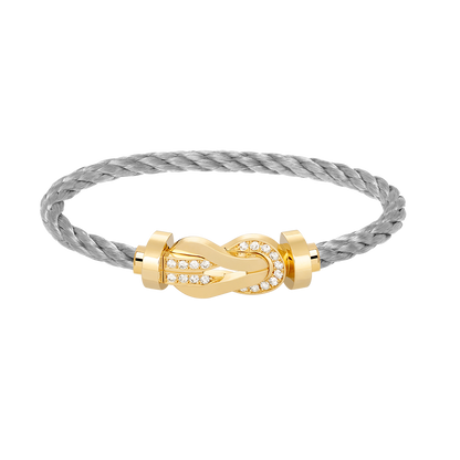 [Super CiCi ]CHANCE LARGE 8 FIGURE BUCKLE HALF DIAMOND BRACELET GOLD