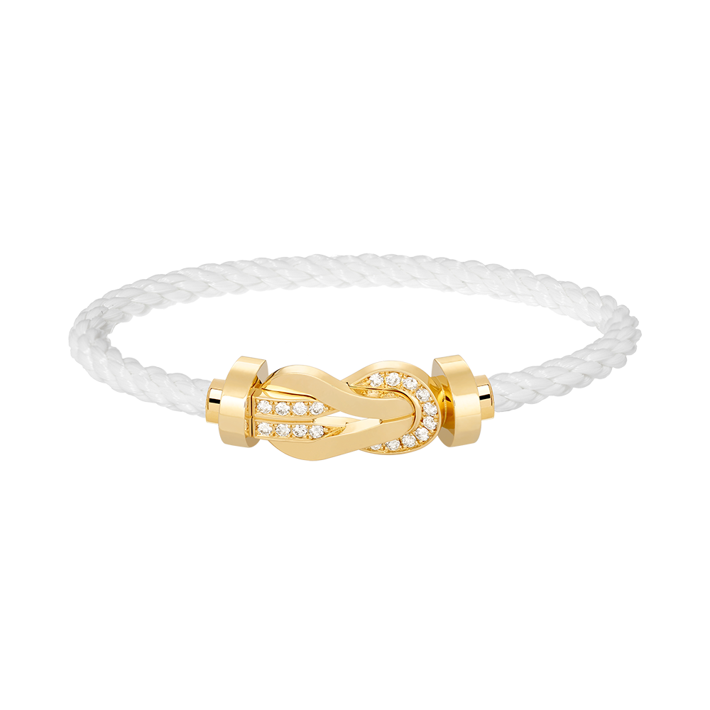 [Super CiCi ]CHANCE LARGE 8 FIGURE BUCKLE HALF DIAMOND BRACELET GOLD