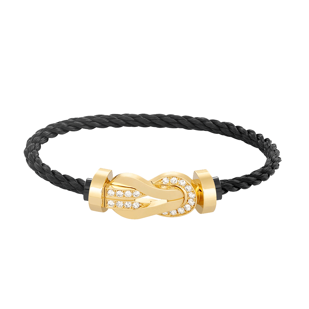 [Super CiCi ]CHANCE LARGE 8 FIGURE BUCKLE HALF DIAMOND BRACELET GOLD