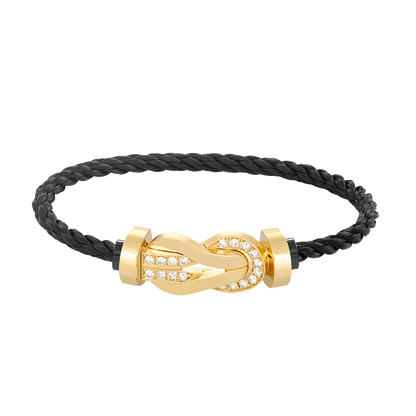 [Super CiCi ]CHANCE LARGE 8 FIGURE BUCKLE HALF DIAMOND BRACELET GOLD