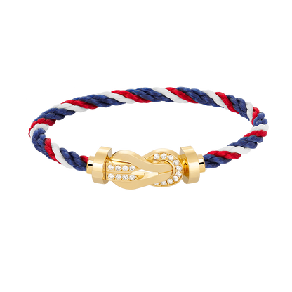 [Super CiCi ]CHANCE LARGE 8 FIGURE BUCKLE HALF DIAMOND BRACELET GOLD