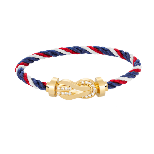 [Super CiCi ]CHANCE LARGE 8 FIGURE BUCKLE HALF DIAMOND BRACELET GOLD