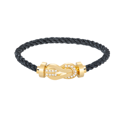 [Super CiCi ]CHANCE LARGE 8 FIGURE BUCKLE HALF DIAMOND BRACELET GOLD