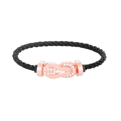 [Super CiCi ]CHANCE LARGE 8 FIGURE BUCKLE HALF DIAMOND BRACELET ROSE GOLD