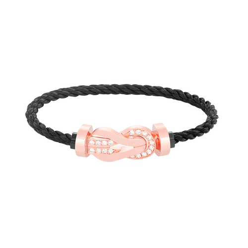 [Super CiCi ]CHANCE LARGE 8 FIGURE BUCKLE HALF DIAMOND BRACELET ROSE GOLD