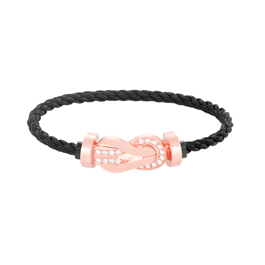 [Super CiCi ]CHANCE LARGE 8 FIGURE BUCKLE HALF DIAMOND BRACELET ROSE GOLD