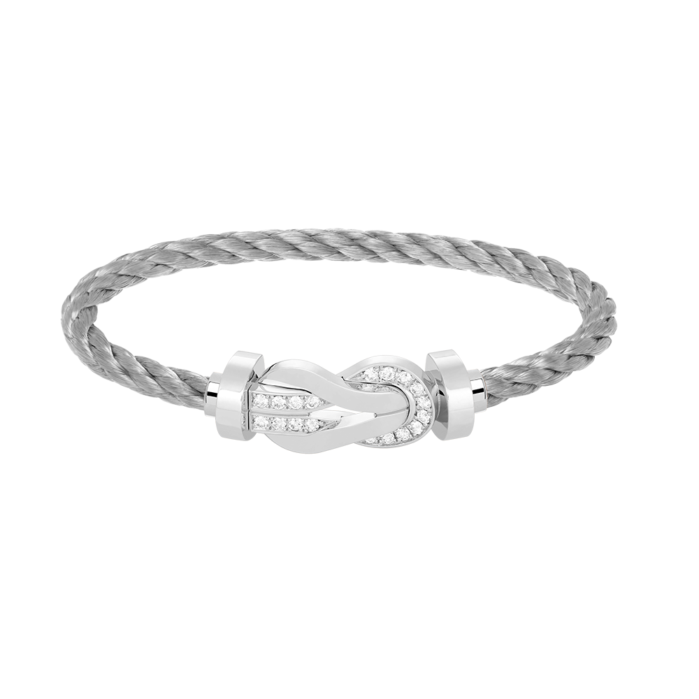 [Super CiCi ]CHANCE LARGE 8 FIGURE BUCKLE HALF DIAMOND BRACELET SILVER