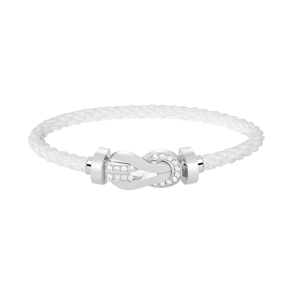 [Super CiCi ]CHANCE LARGE 8 FIGURE BUCKLE HALF DIAMOND BRACELET SILVER