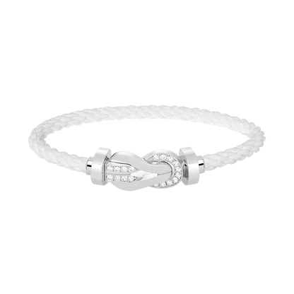 [Super CiCi ]CHANCE LARGE 8 FIGURE BUCKLE HALF DIAMOND BRACELET SILVER