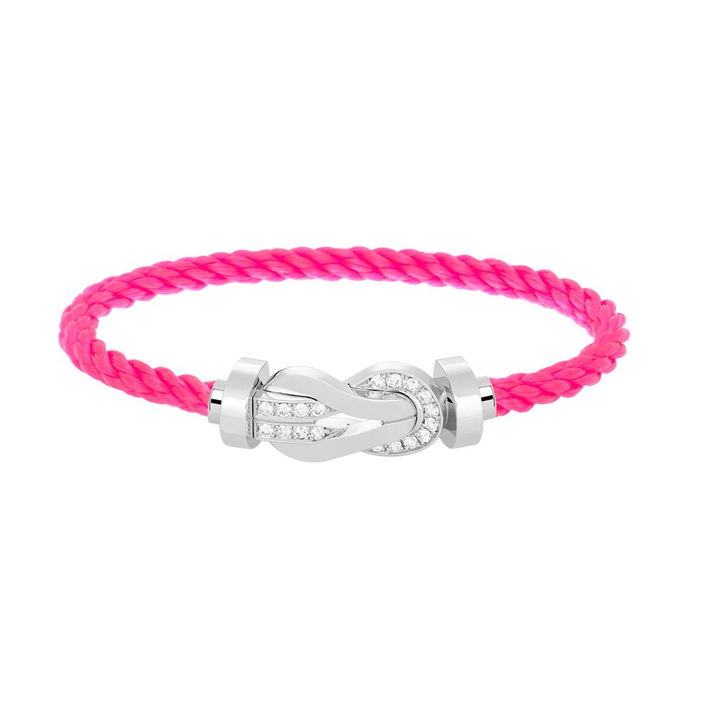 [Super CiCi ]CHANCE LARGE 8 FIGURE BUCKLE HALF DIAMOND BRACELET SILVER