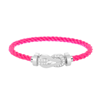 [Super CiCi ]CHANCE LARGE 8 FIGURE BUCKLE HALF DIAMOND BRACELET SILVER