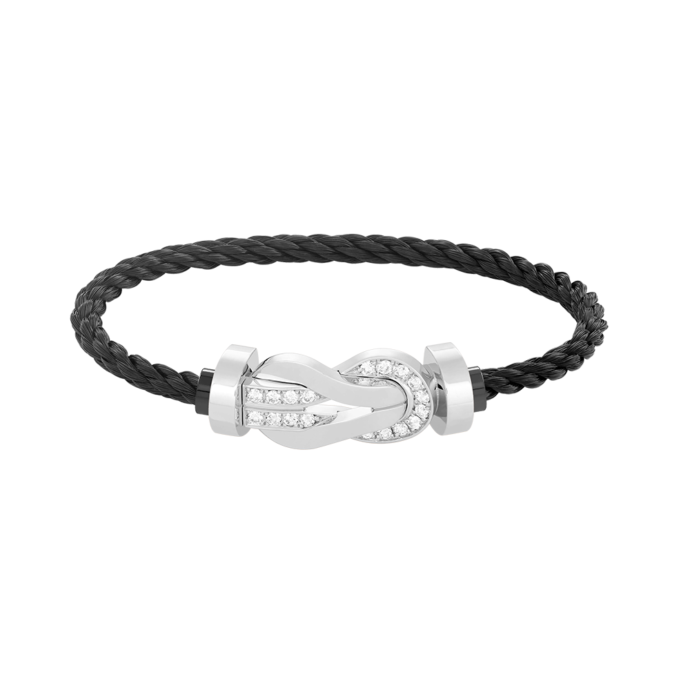 [Super CiCi ]CHANCE LARGE 8 FIGURE BUCKLE HALF DIAMOND BRACELET SILVER