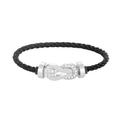 [Super CiCi ]CHANCE LARGE 8 FIGURE BUCKLE HALF DIAMOND BRACELET SILVER
