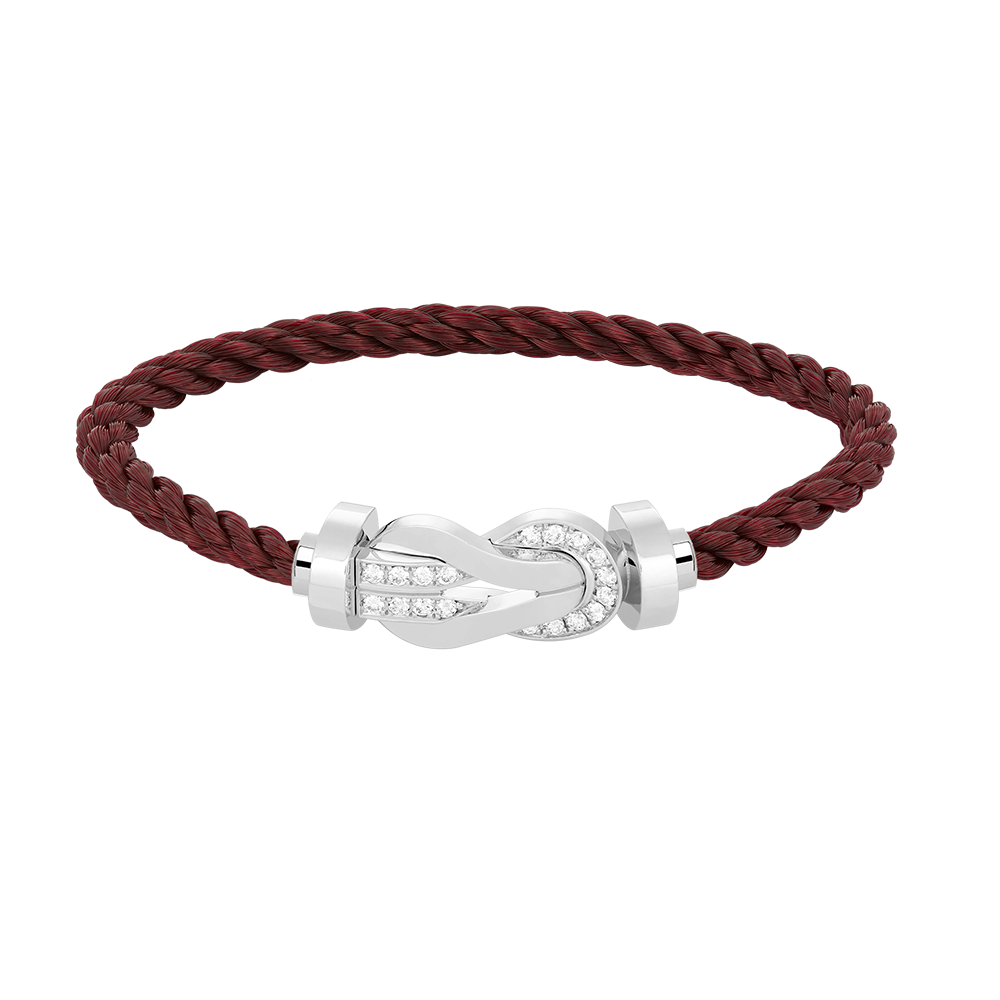 [Super CiCi ]CHANCE LARGE 8 FIGURE BUCKLE HALF DIAMOND BRACELET SILVER