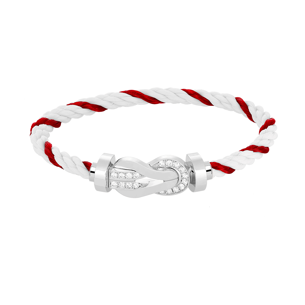 [Super CiCi ]CHANCE LARGE 8 FIGURE BUCKLE HALF DIAMOND BRACELET SILVER