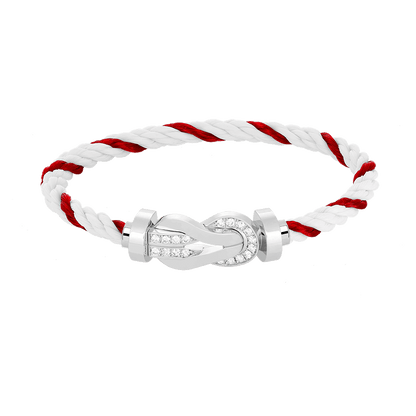[Super CiCi ]CHANCE LARGE 8 FIGURE BUCKLE HALF DIAMOND BRACELET SILVER