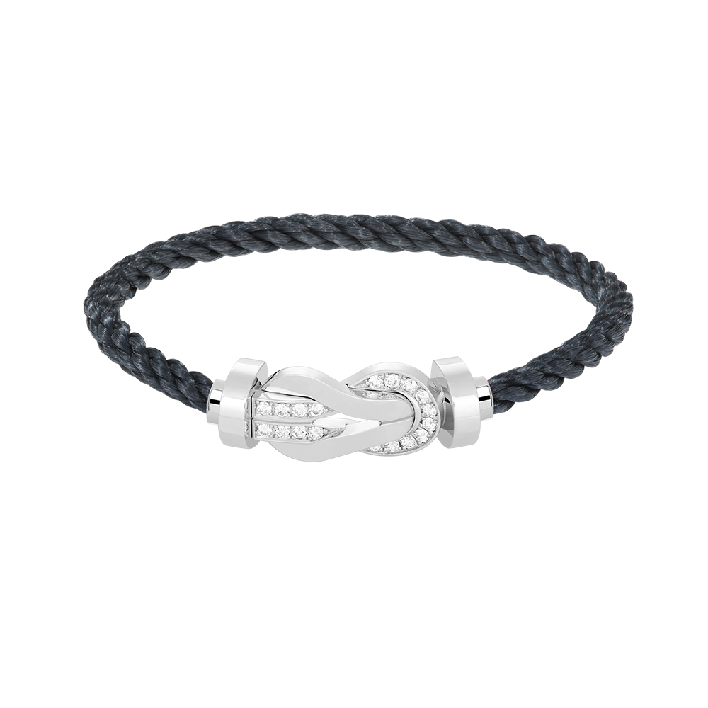 [Super CiCi ]CHANCE LARGE 8 FIGURE BUCKLE HALF DIAMOND BRACELET SILVER