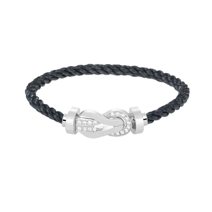 [Super CiCi ]CHANCE LARGE 8 FIGURE BUCKLE HALF DIAMOND BRACELET SILVER