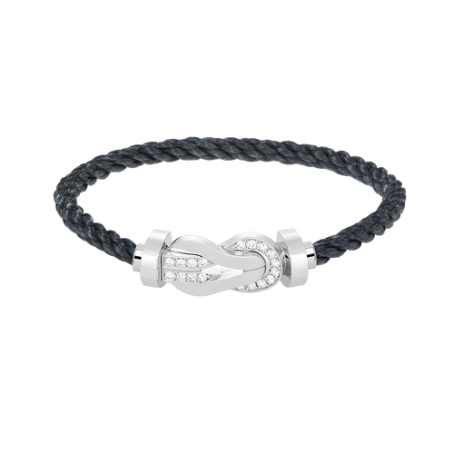 [Super CiCi ]CHANCE LARGE 8 FIGURE BUCKLE HALF DIAMOND BRACELET SILVER