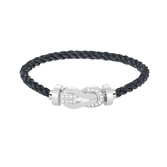 [Super CiCi ]CHANCE LARGE 8 FIGURE BUCKLE HALF DIAMOND BRACELET SILVER