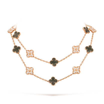 [Super CiCi ]CLOVER 20 MOTIFS DARK MOP DIAMOND  NECKLACE