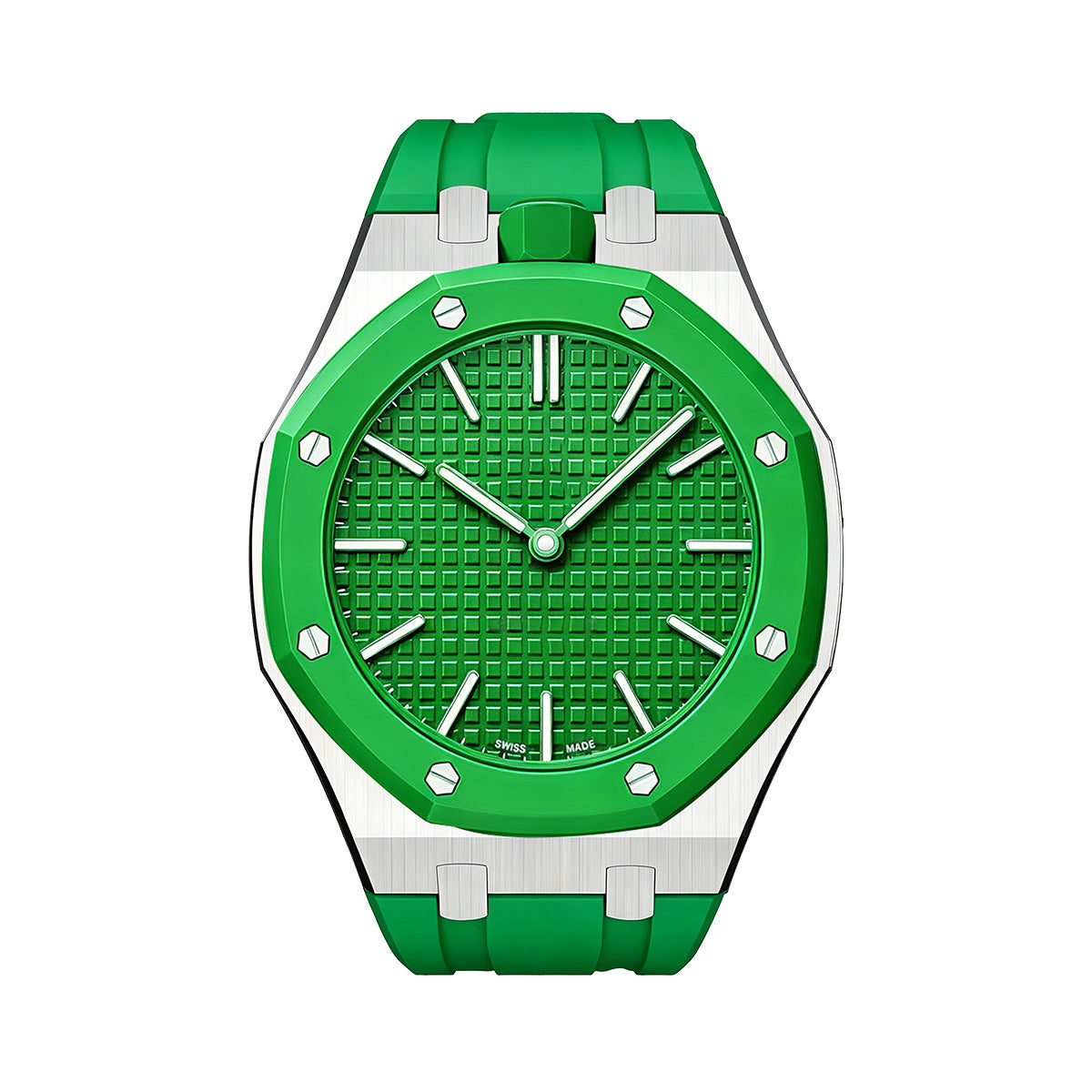 [Super CiCi]OAK POP GREEN STEEL SILICONE STRAP