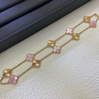 [Super CiCi ]CLOVER 10 MOTIFS  LASER PINK MOP NECKLACE