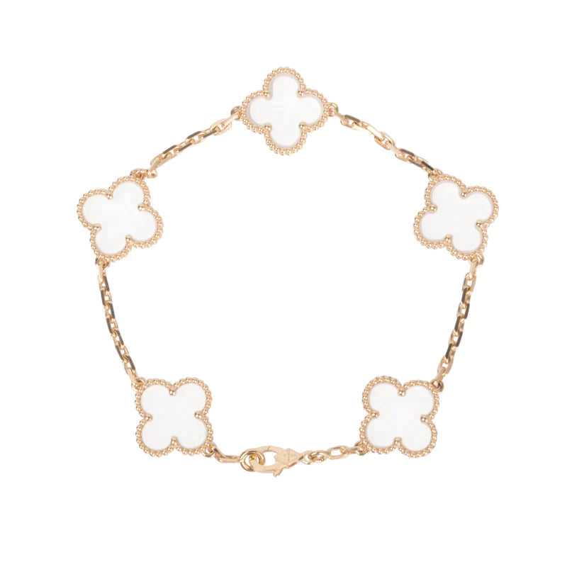 [Super CiCi ]CLOVER 5 MOTIF ROCK CRYSTAL BRACELET