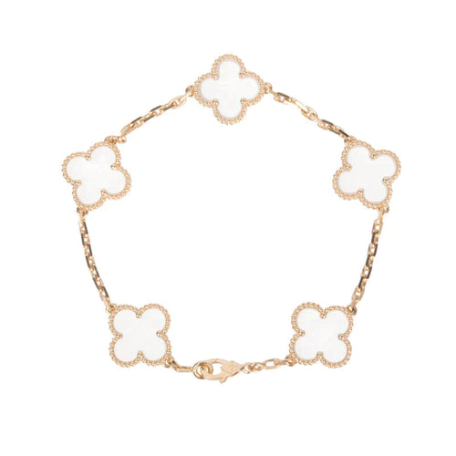 [Super CiCi ]CLOVER 5 MOTIF ROCK CRYSTAL BRACELET