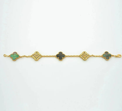 [Super CiCi ] CLOVER 5 MOTIF GRAY MOP BRACELET COLLECTION