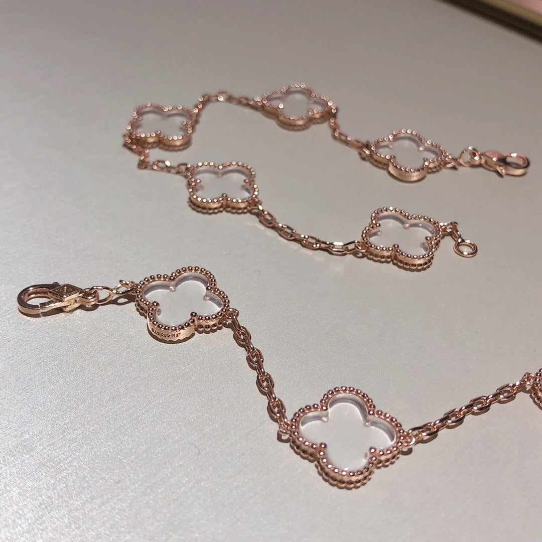 [Super CiCi ]CLOVER 5 MOTIF ROCK CRYSTAL BRACELET