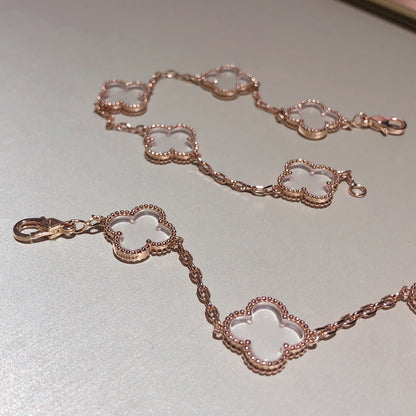 [Super CiCi ]CLOVER 5 MOTIF ROCK CRYSTAL BRACELET