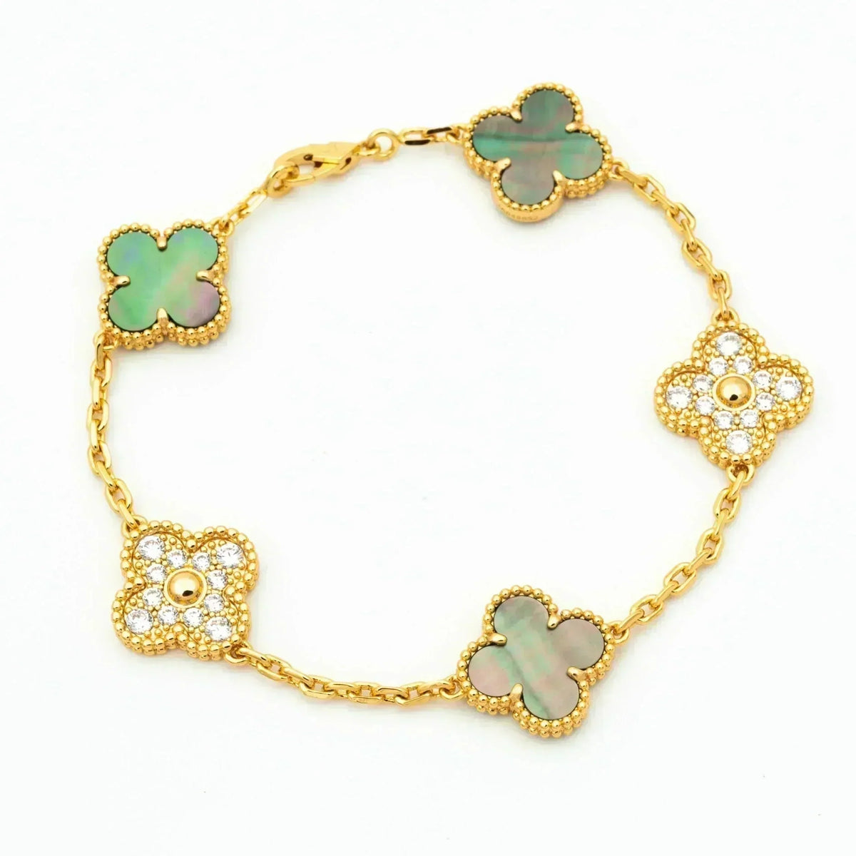 [Super CiCi ] CLOVER 5 MOTIF GRAY MOP BRACELET COLLECTION