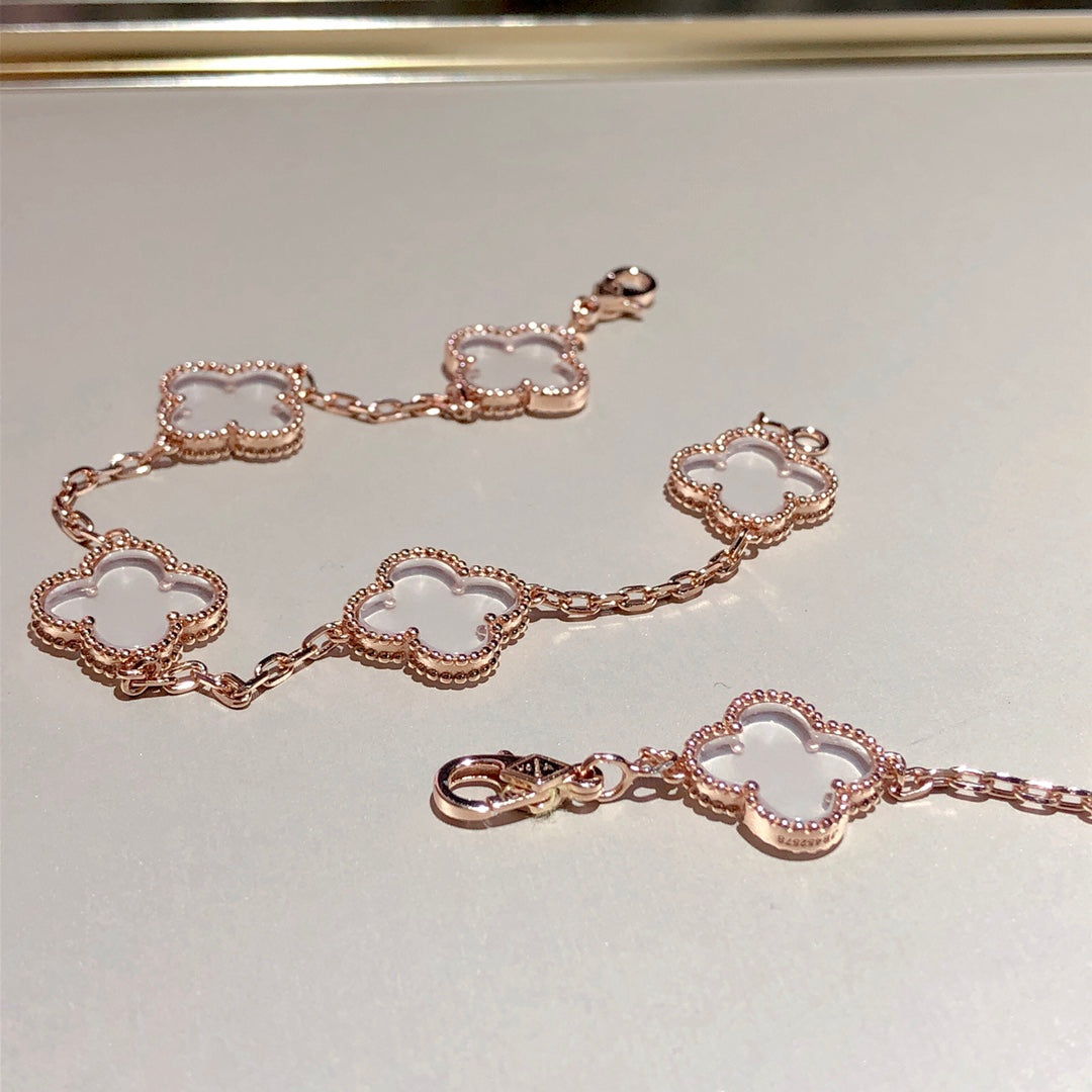[Super CiCi ]CLOVER 5 MOTIF ROCK CRYSTAL BRACELET