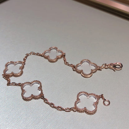 [Super CiCi ]CLOVER 5 MOTIF ROCK CRYSTAL BRACELET
