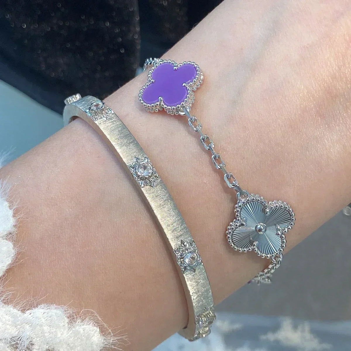 [Super CiCi ] CLOVER 5 MOTIF VIOLET BRACELET COLLECTION