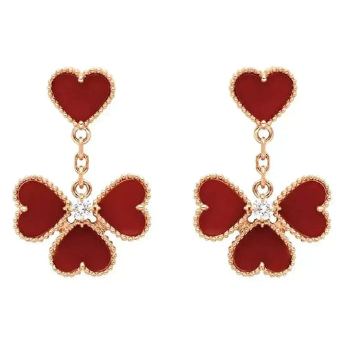 [Super CiCi ]SWEET CLOVER CARNELIAN EARRINGS