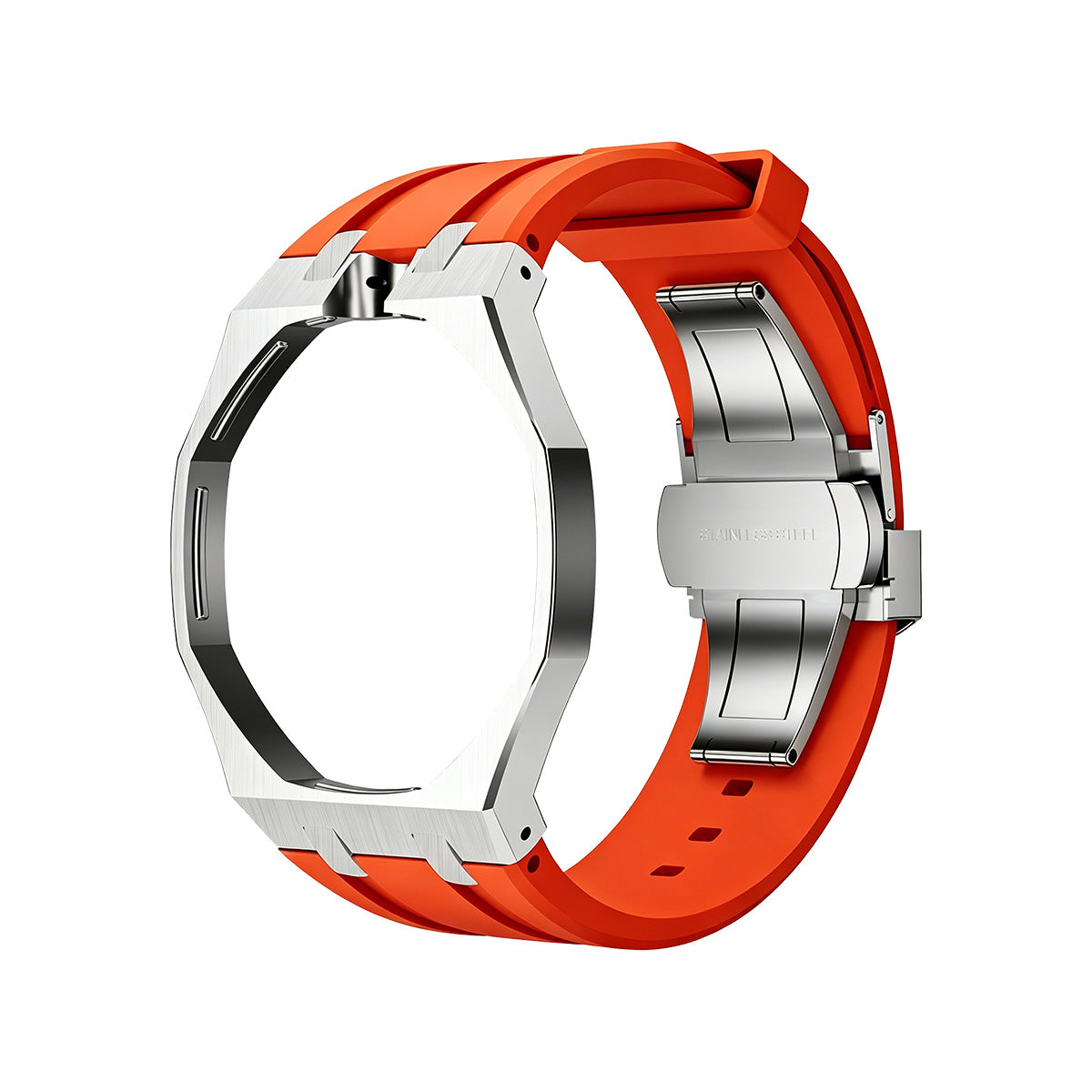 [Super CiCi]OAK POP ORANGE-RED STEEL SILICONE STRAP