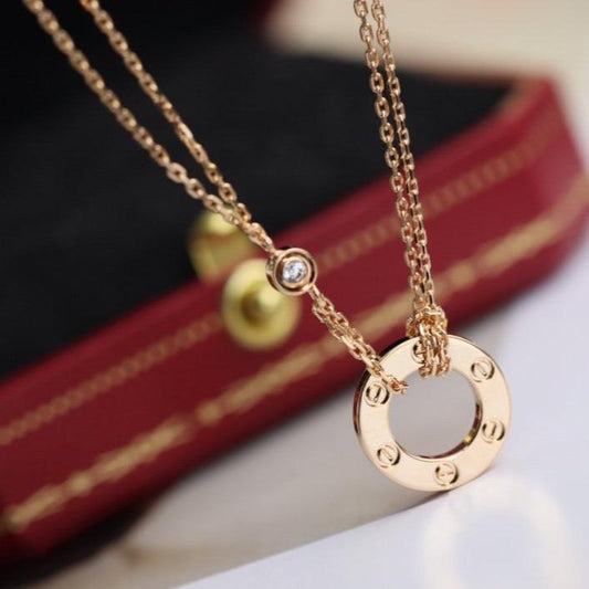 [Super CiCi ]LOVE NECKLACE ADJUSTABLE ROSE GOLD 2 DIAMOND