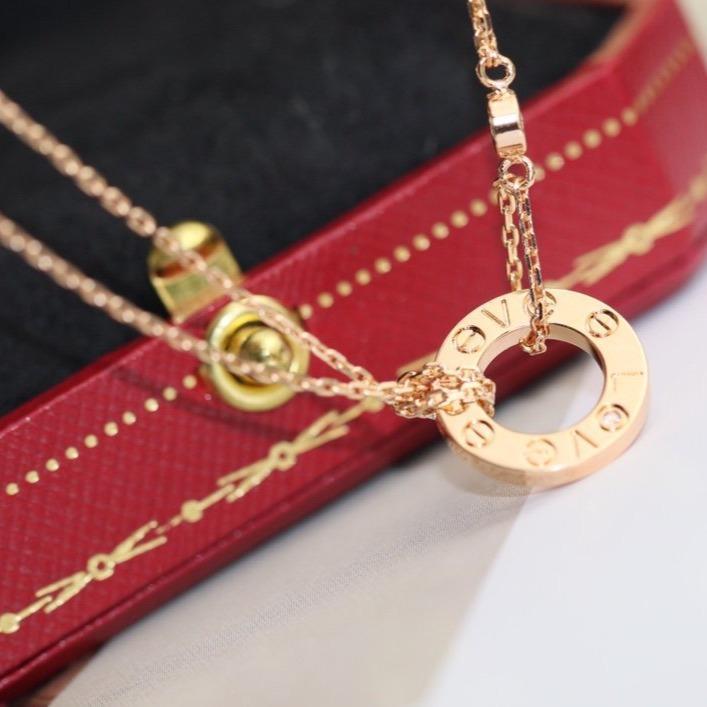 [Super CiCi ]LOVE NECKLACE ADJUSTABLE ROSE GOLD 2 DIAMOND